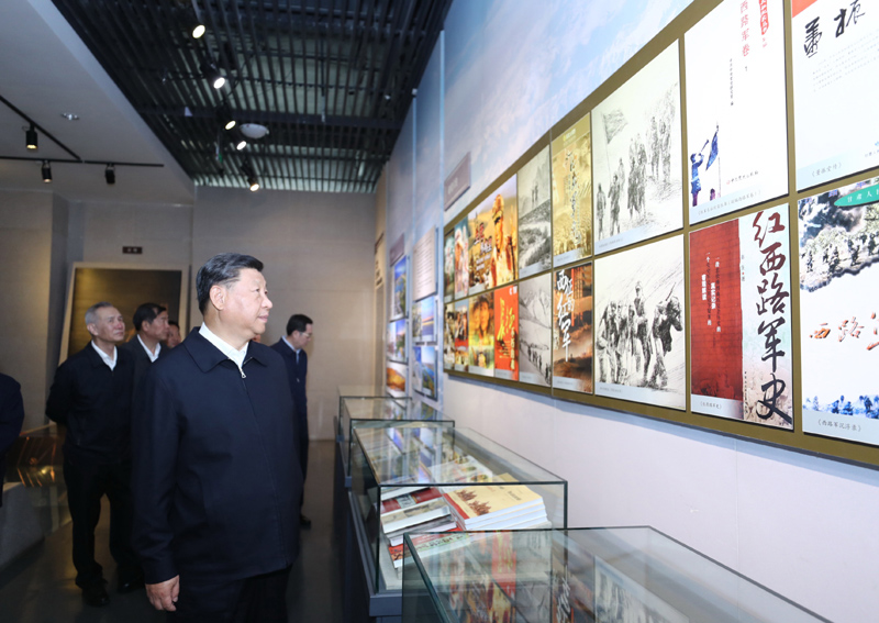8月19日至22日，中共中央總書記、國家主席、中央軍委主席習近平在甘肅考察。這是20日上午，習近平在張掖市高臺縣參觀中國工農紅軍西路軍紀念館。